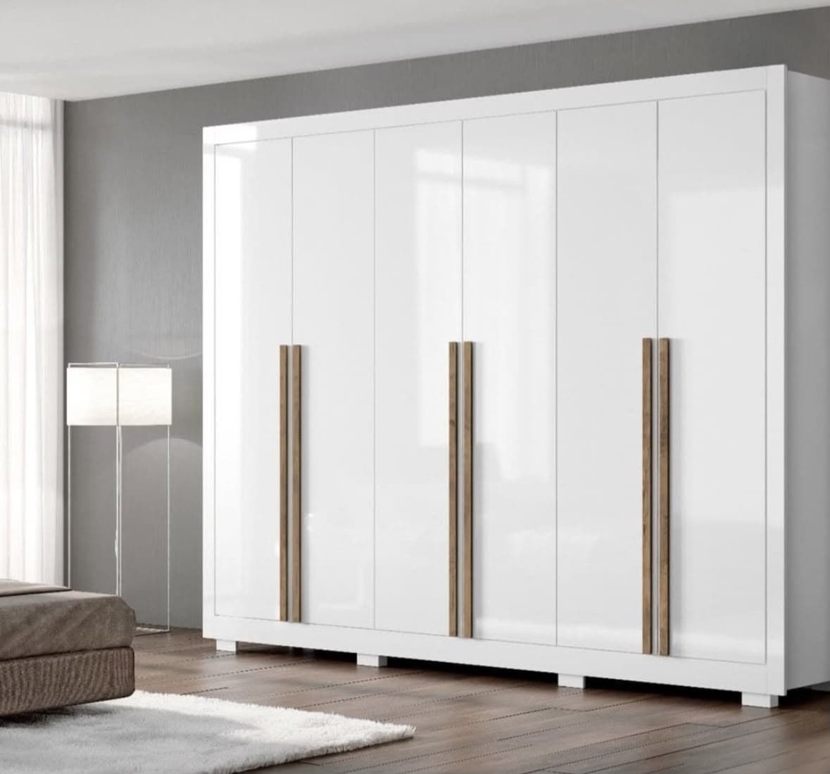 Guarda-roupa branco de seis portas